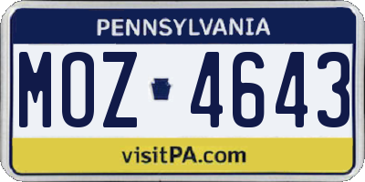 PA license plate MOZ4643