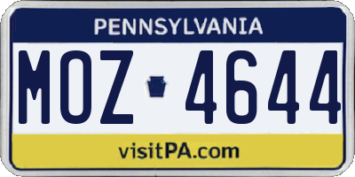 PA license plate MOZ4644
