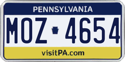 PA license plate MOZ4654