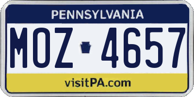 PA license plate MOZ4657