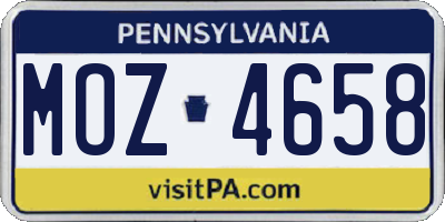 PA license plate MOZ4658