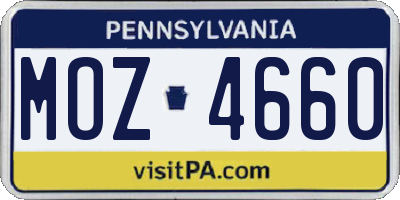 PA license plate MOZ4660