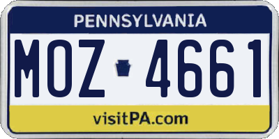 PA license plate MOZ4661