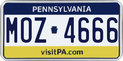 PA license plate MOZ4666
