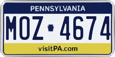 PA license plate MOZ4674