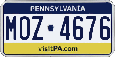 PA license plate MOZ4676