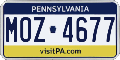 PA license plate MOZ4677