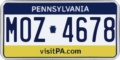 PA license plate MOZ4678