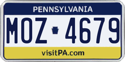 PA license plate MOZ4679