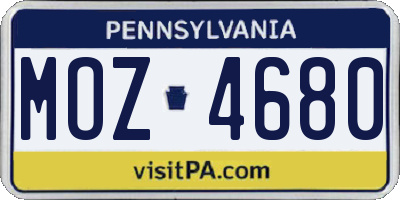 PA license plate MOZ4680