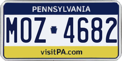 PA license plate MOZ4682
