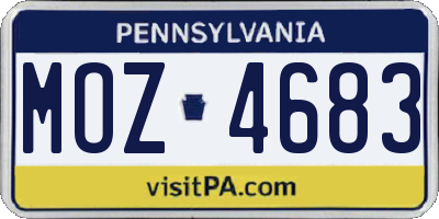 PA license plate MOZ4683