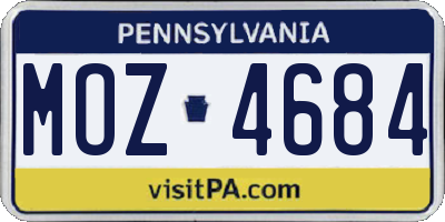 PA license plate MOZ4684