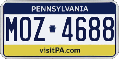 PA license plate MOZ4688