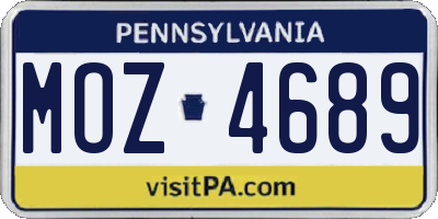 PA license plate MOZ4689