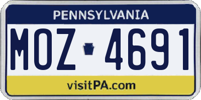PA license plate MOZ4691