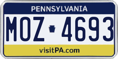 PA license plate MOZ4693