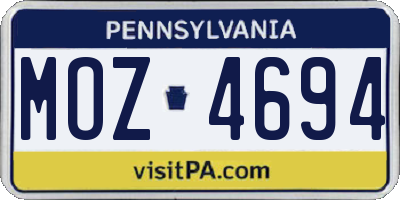 PA license plate MOZ4694