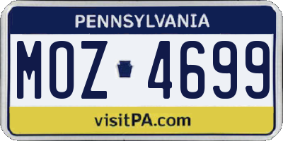 PA license plate MOZ4699