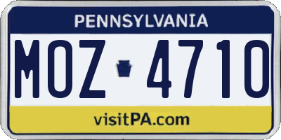 PA license plate MOZ4710