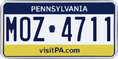 PA license plate MOZ4711