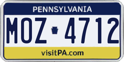 PA license plate MOZ4712