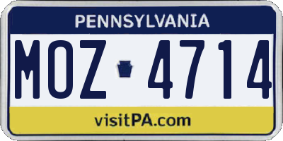 PA license plate MOZ4714