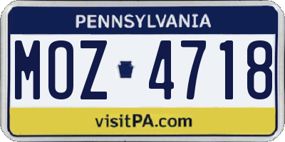 PA license plate MOZ4718