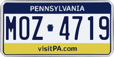 PA license plate MOZ4719