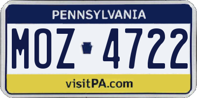 PA license plate MOZ4722