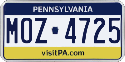 PA license plate MOZ4725