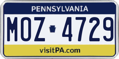 PA license plate MOZ4729