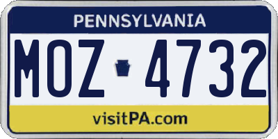 PA license plate MOZ4732