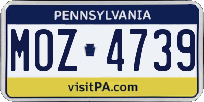PA license plate MOZ4739
