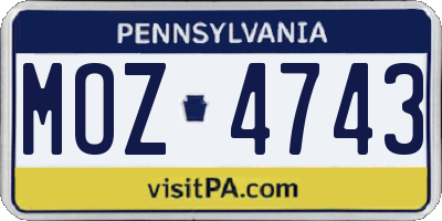 PA license plate MOZ4743
