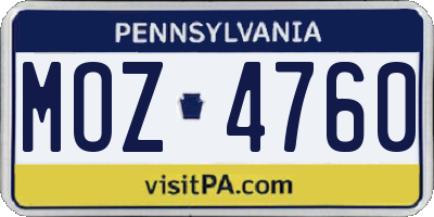 PA license plate MOZ4760