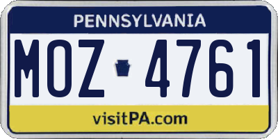 PA license plate MOZ4761