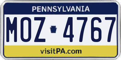 PA license plate MOZ4767