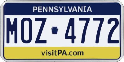PA license plate MOZ4772