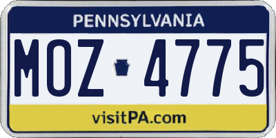 PA license plate MOZ4775
