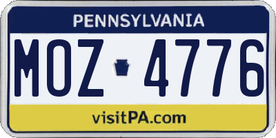PA license plate MOZ4776