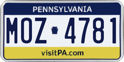 PA license plate MOZ4781