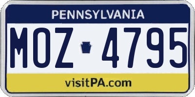 PA license plate MOZ4795