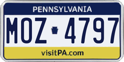 PA license plate MOZ4797