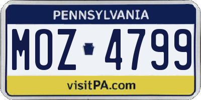 PA license plate MOZ4799