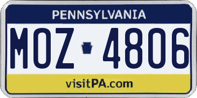 PA license plate MOZ4806