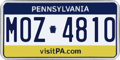 PA license plate MOZ4810