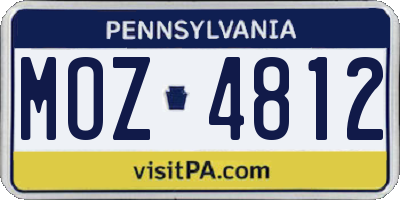 PA license plate MOZ4812