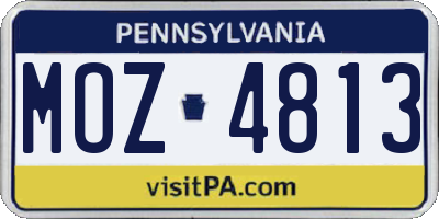 PA license plate MOZ4813