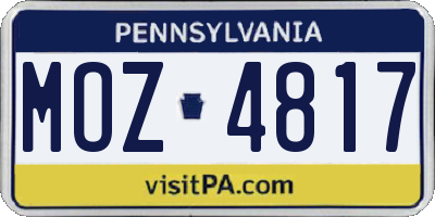 PA license plate MOZ4817